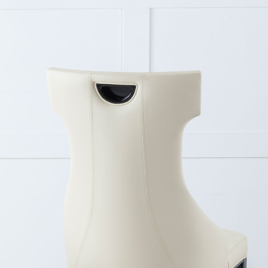 Parish Leather Large High Back Dining Chair with Black Legs