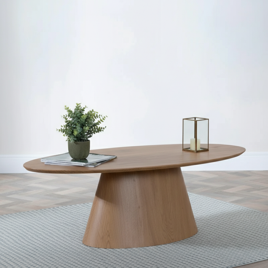 Chiswick Walnut Oval Coffee Table with Pedestal Base