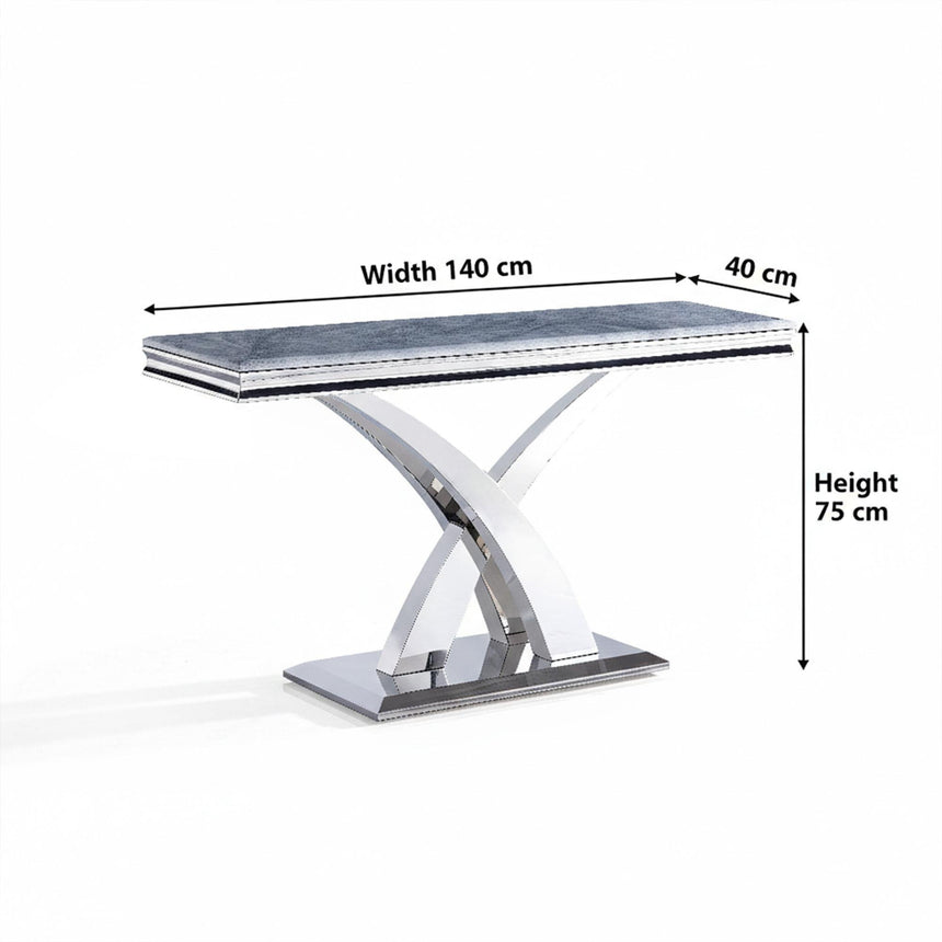 Lisbon Console Table - Grey Marble & Chrome