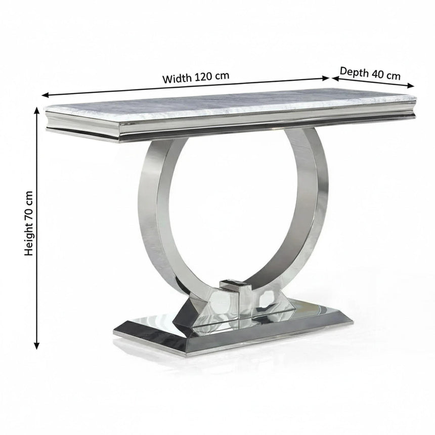 Glacier Console Table - Grey Marble & Chrome