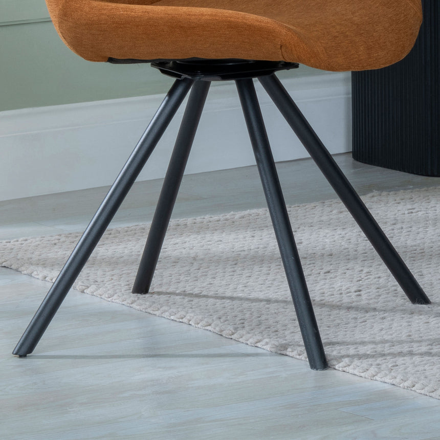 Messina Fabric Swivel Dining Chair with Black Legs