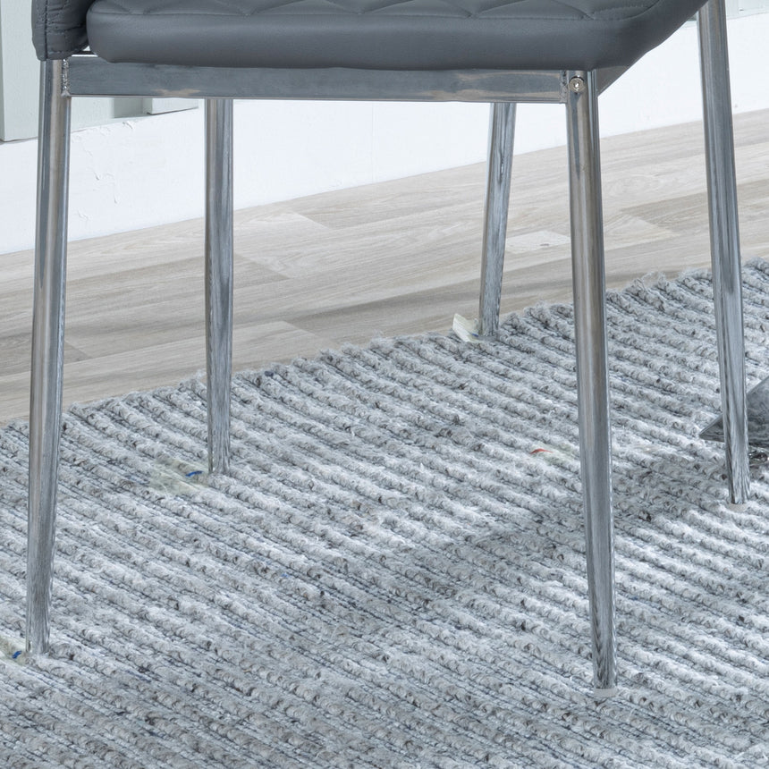 Novato Leather Dining Chairs with Chrome Metal Legs