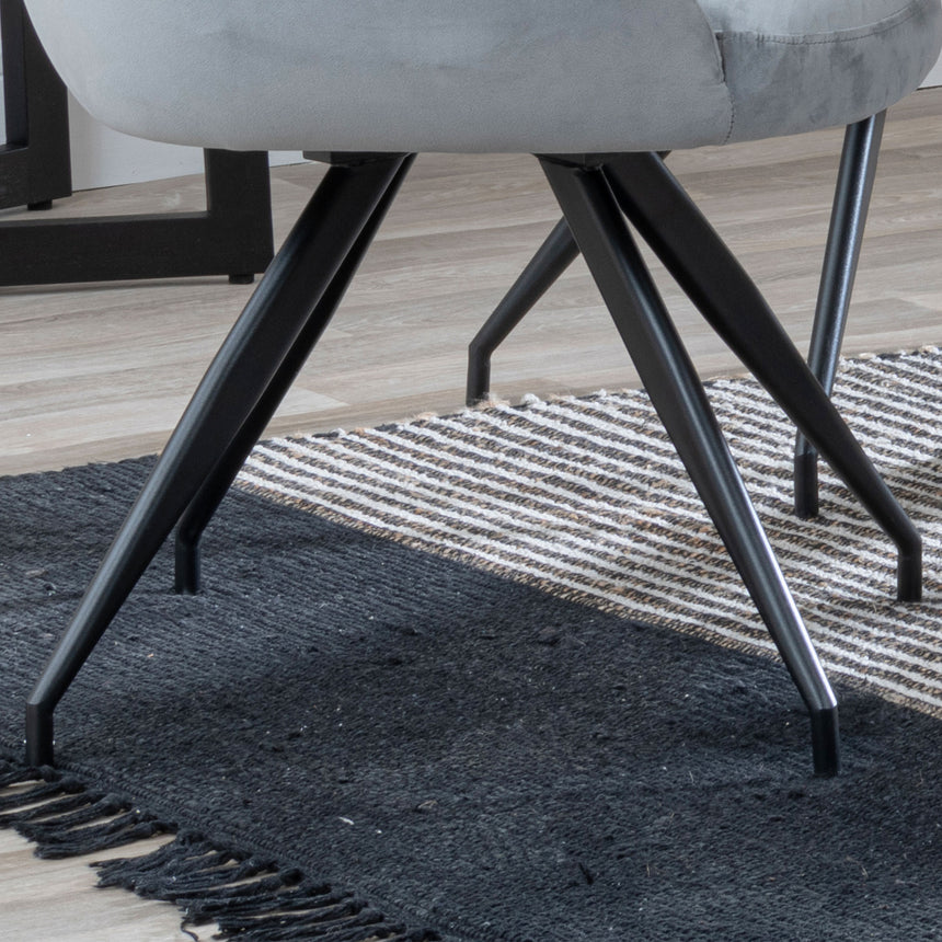 Diana Velvet Fabric Swivel Dining Chair with Black Legs