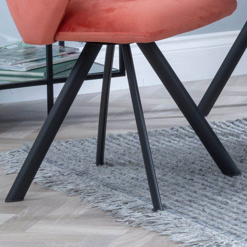 Burano Velvet Fabric Swivel Dining Chair with Black Legs