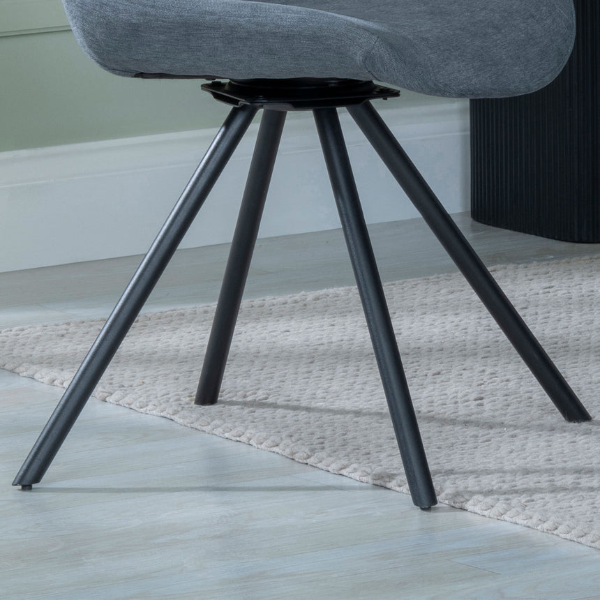 Messina Fabric Swivel Dining Chair with Black Legs