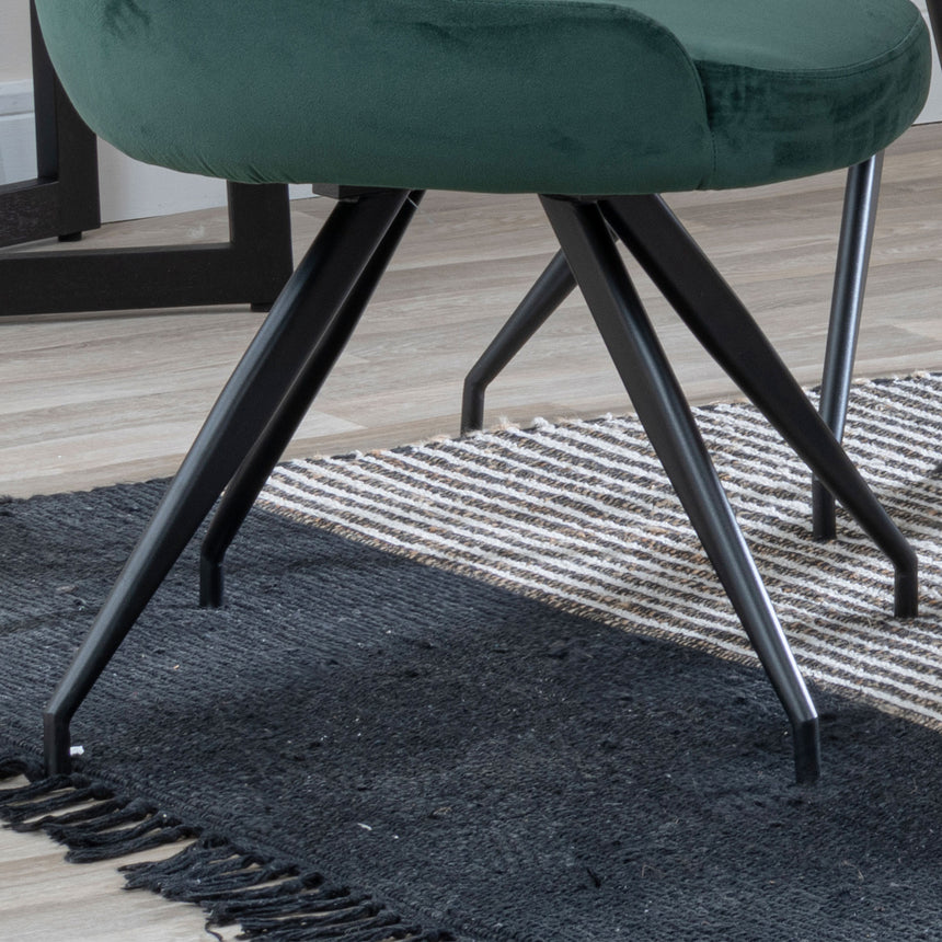 Diana Velvet Fabric Swivel Dining Chair with Black Legs