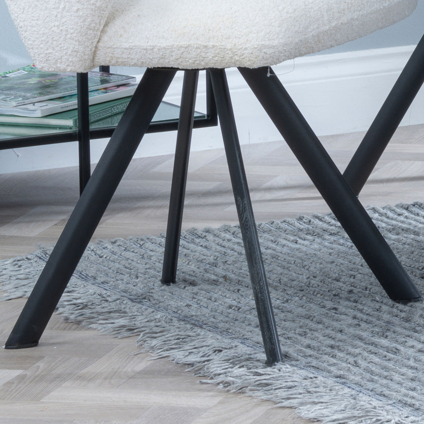 Burano Velvet Fabric Swivel Dining Chair with Black Legs