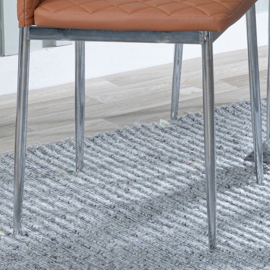 Novato Leather Dining Chairs with Chrome Metal Legs