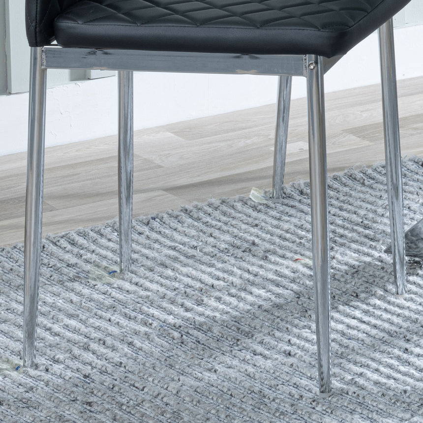 Novato Leather Dining Chairs with Chrome Metal Legs