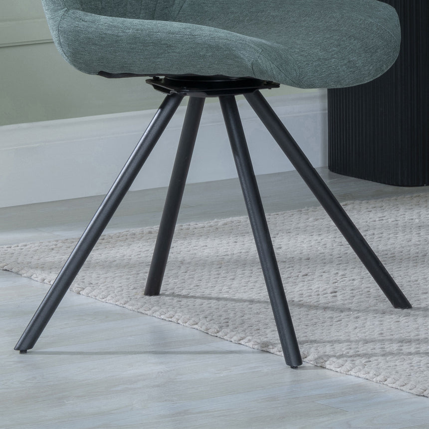 Messina Fabric Swivel Dining Chair with Black Legs