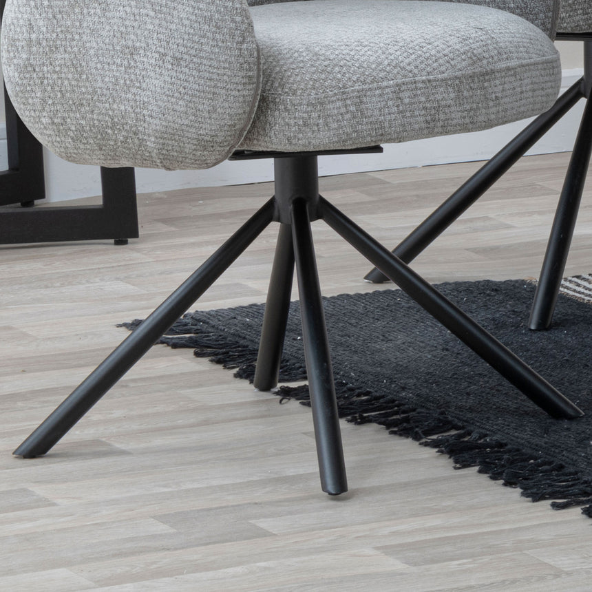 Altavista Fabric Swivel Dining Armchair with Black Legs
