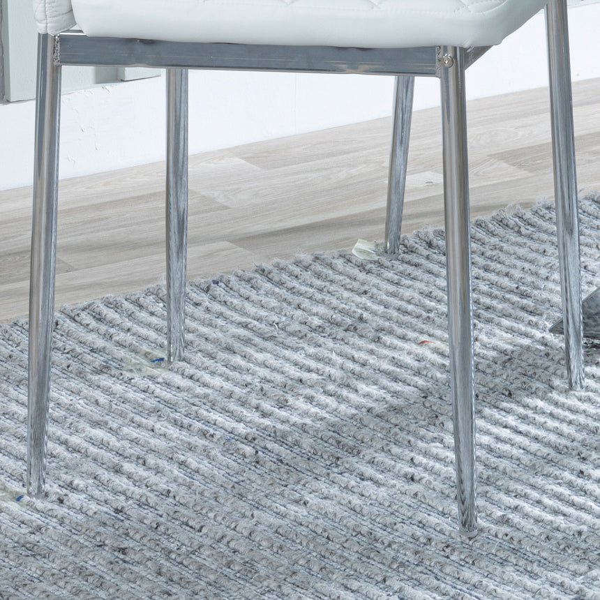 Novato Leather Dining Chairs with Chrome Metal Legs