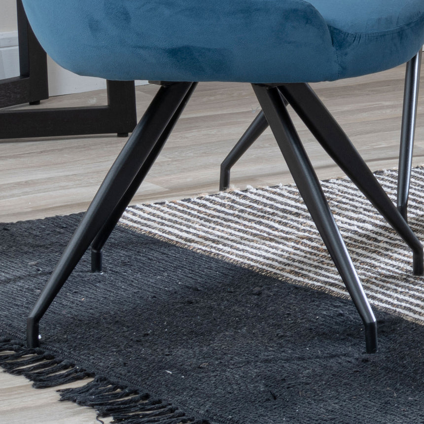 Diana Velvet Fabric Swivel Dining Chair with Black Legs