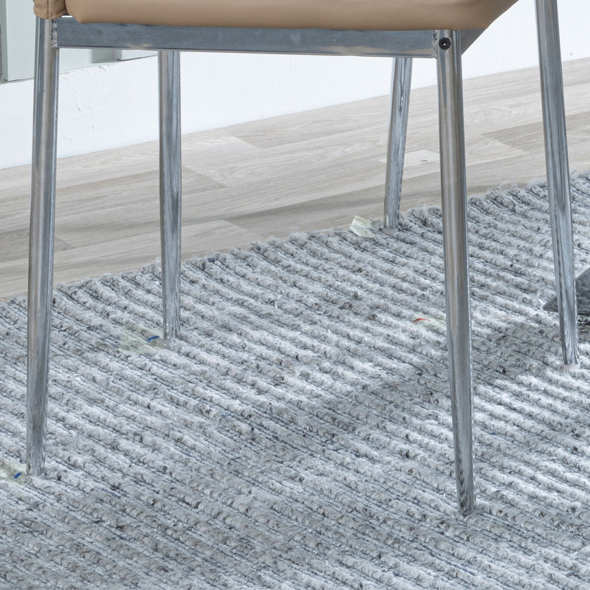 Novato Leather Dining Chairs with Chrome Metal Legs