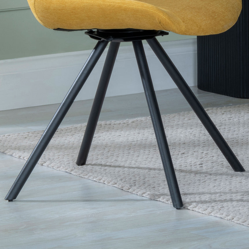 Messina Fabric Swivel Dining Chair with Black Legs