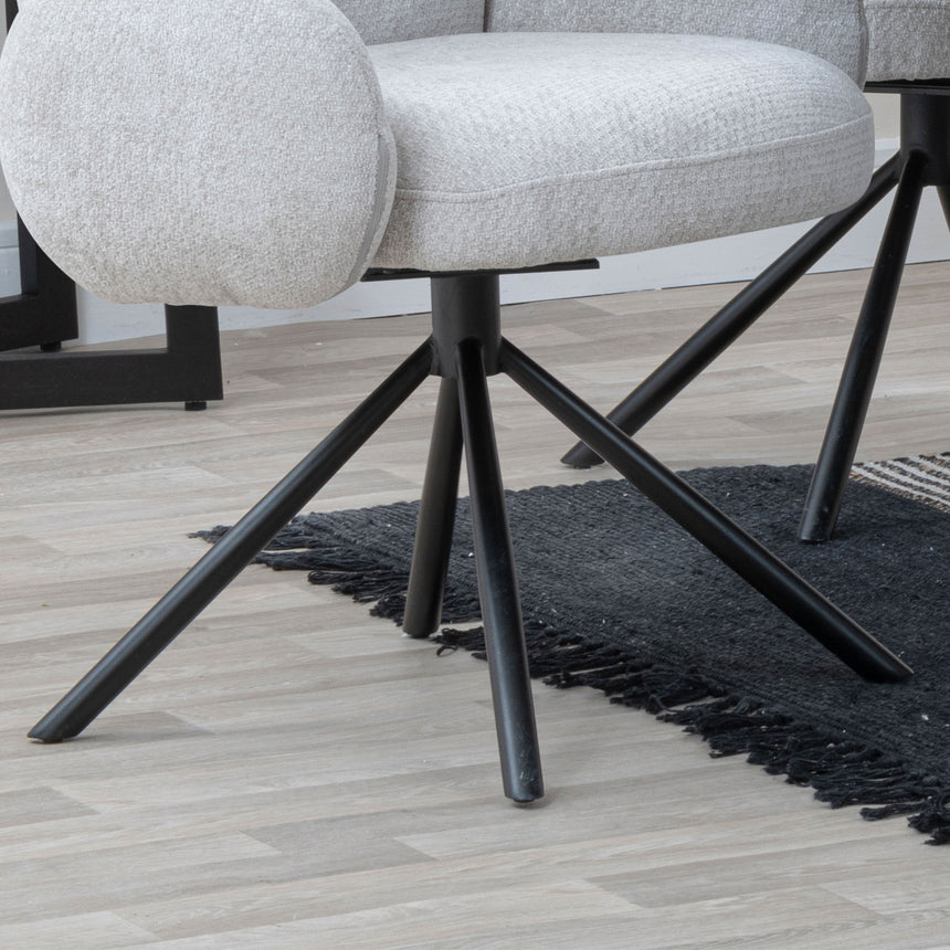 Altavista Fabric Swivel Dining Armchair with Black Legs