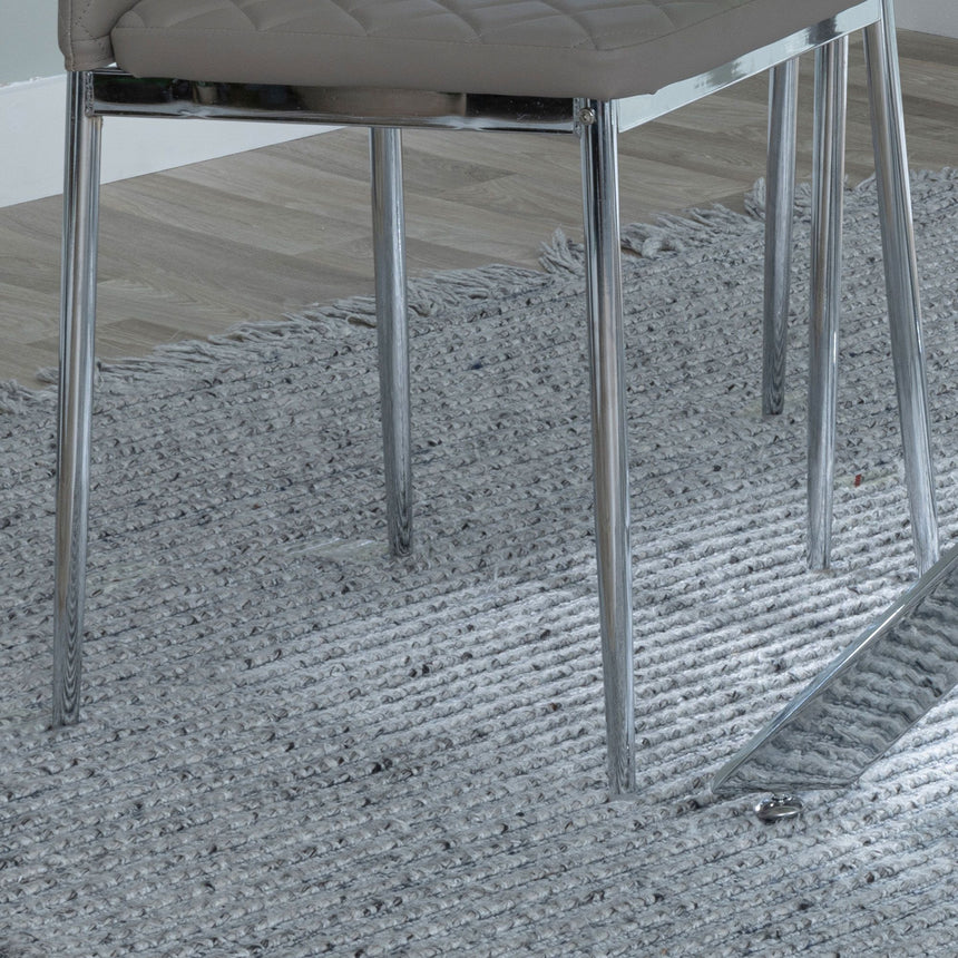 Novato Leather Dining Chairs with Chrome Metal Legs