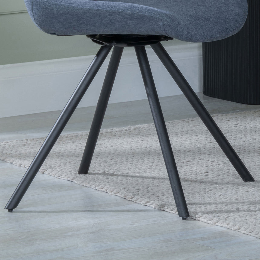 Messina Fabric Swivel Dining Chair with Black Legs