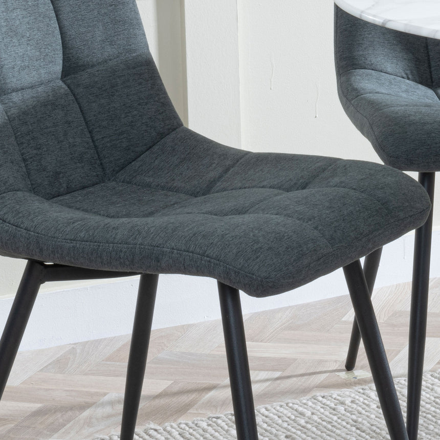Bolzano Fabric Dining Chairs with Black Metal Legs