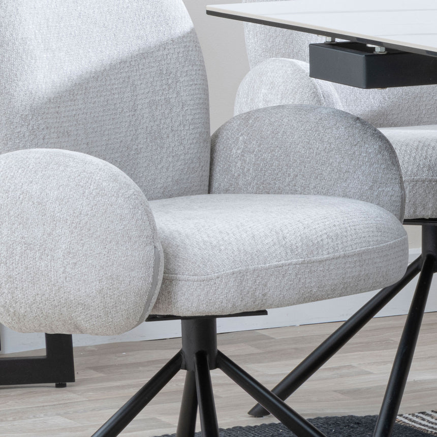 Altavista Fabric Swivel Dining Armchair with Black Legs