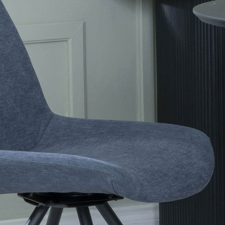 Messina Fabric Swivel Dining Chair with Black Legs