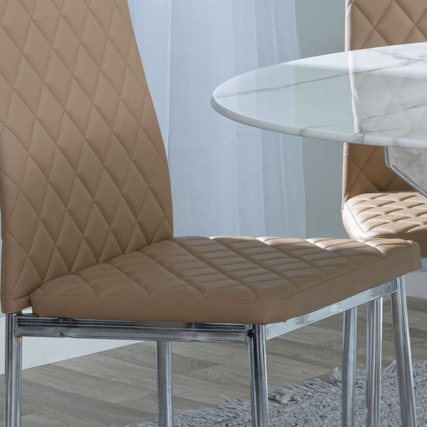 Novato Leather Dining Chairs with Chrome Metal Legs