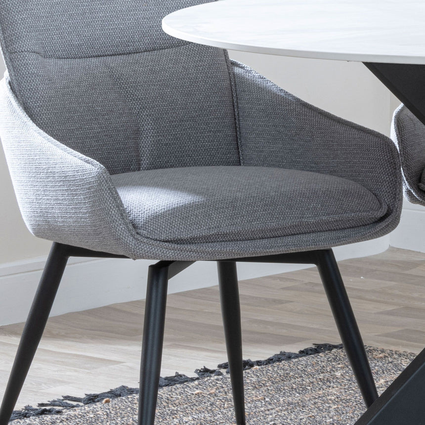 Torres Fabric Swivel Dining Chair with Black Legs