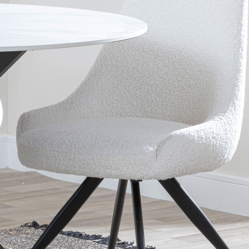 Diana Velvet Fabric Swivel Dining Chair with Black Legs