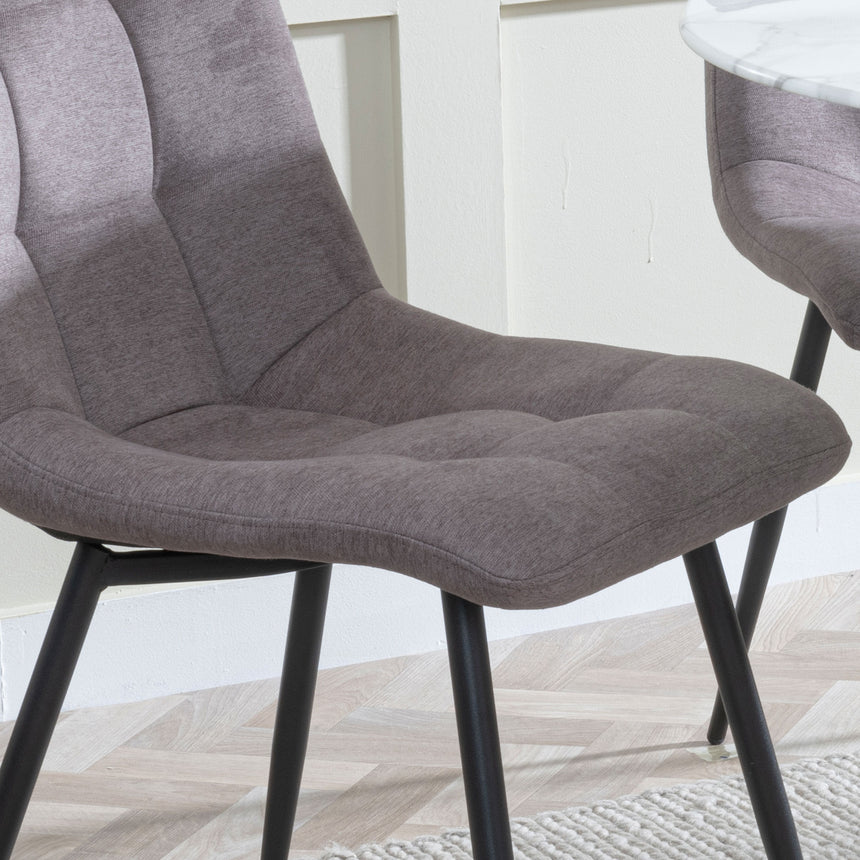 Bolzano Fabric Dining Chairs with Black Metal Legs
