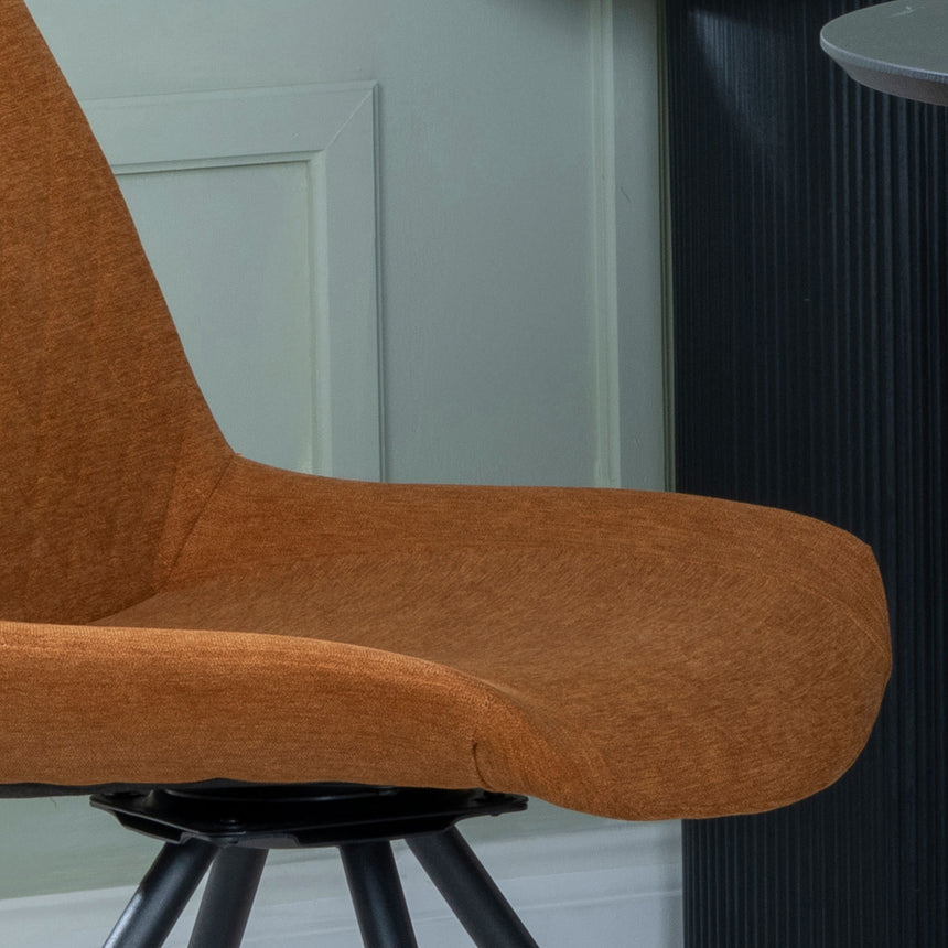 Messina Fabric Swivel Dining Chair with Black Legs