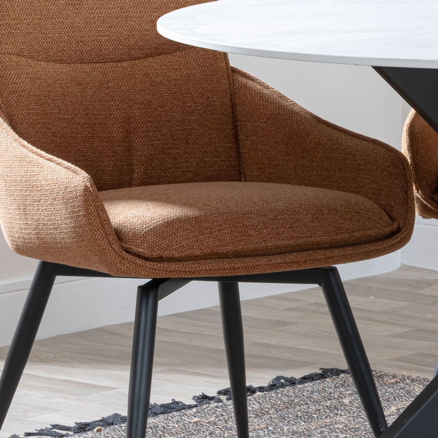 Torres Fabric Swivel Dining Chair with Black Legs