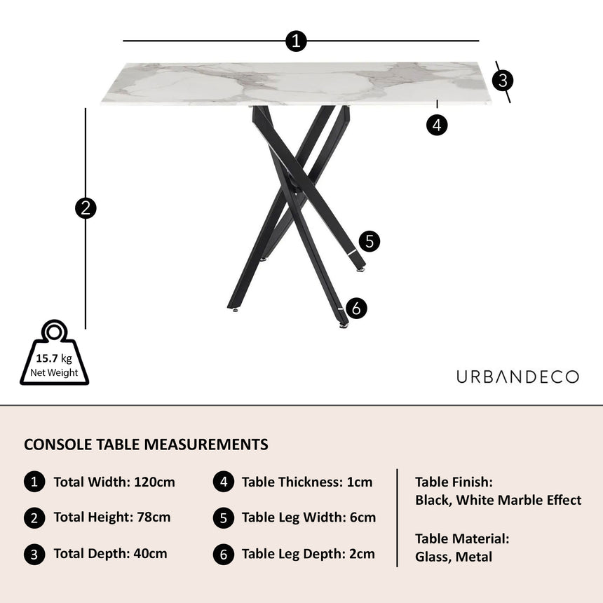 Ashley  Glass Console Table with Black Metal Legs
