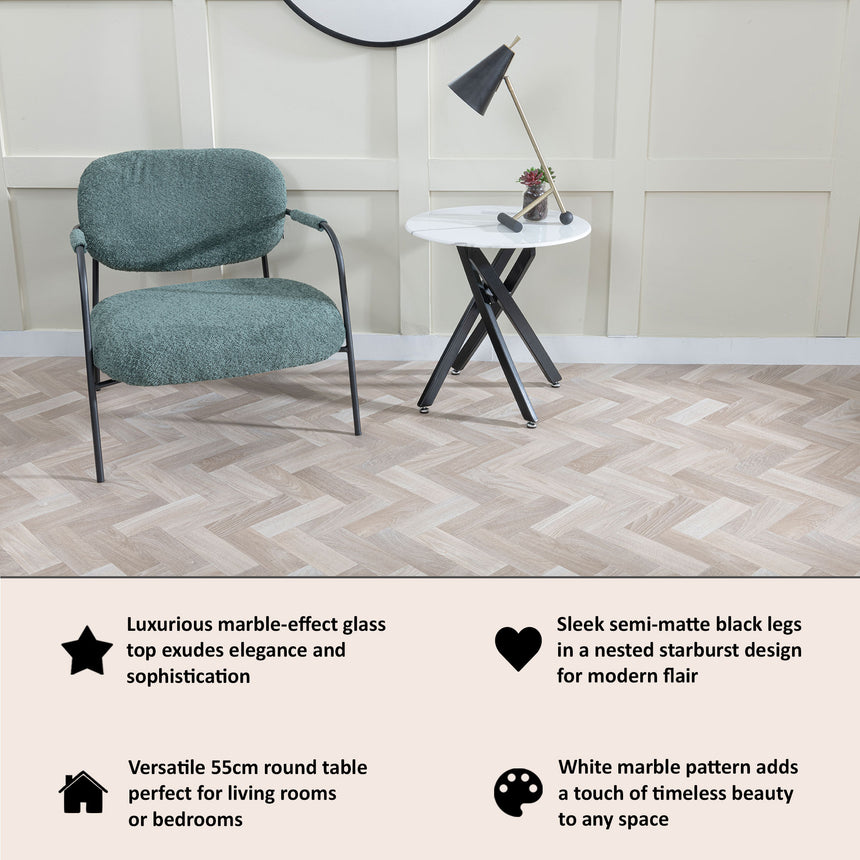 Ashley Glass Round Side Table with Black Metal Legs