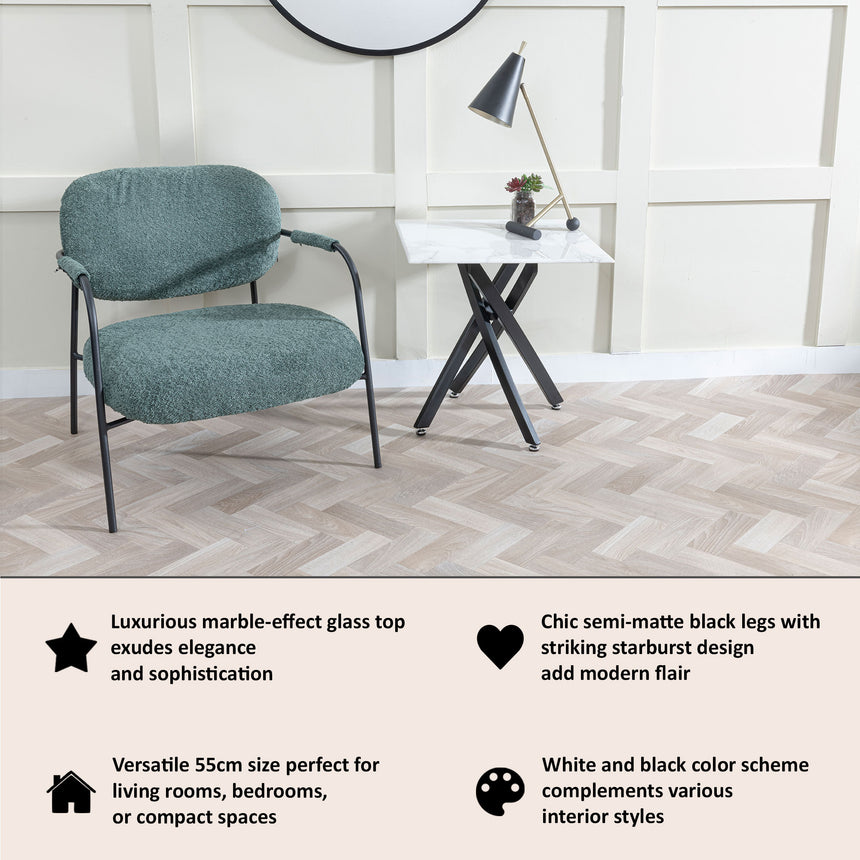 Ashley Glass Square Side Table with Black Metal Legs