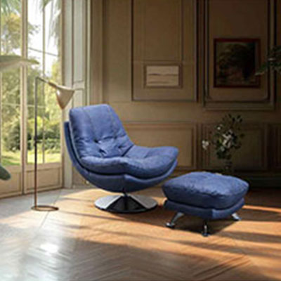 Urban Deco Trani Swivel Chair and Footstool
