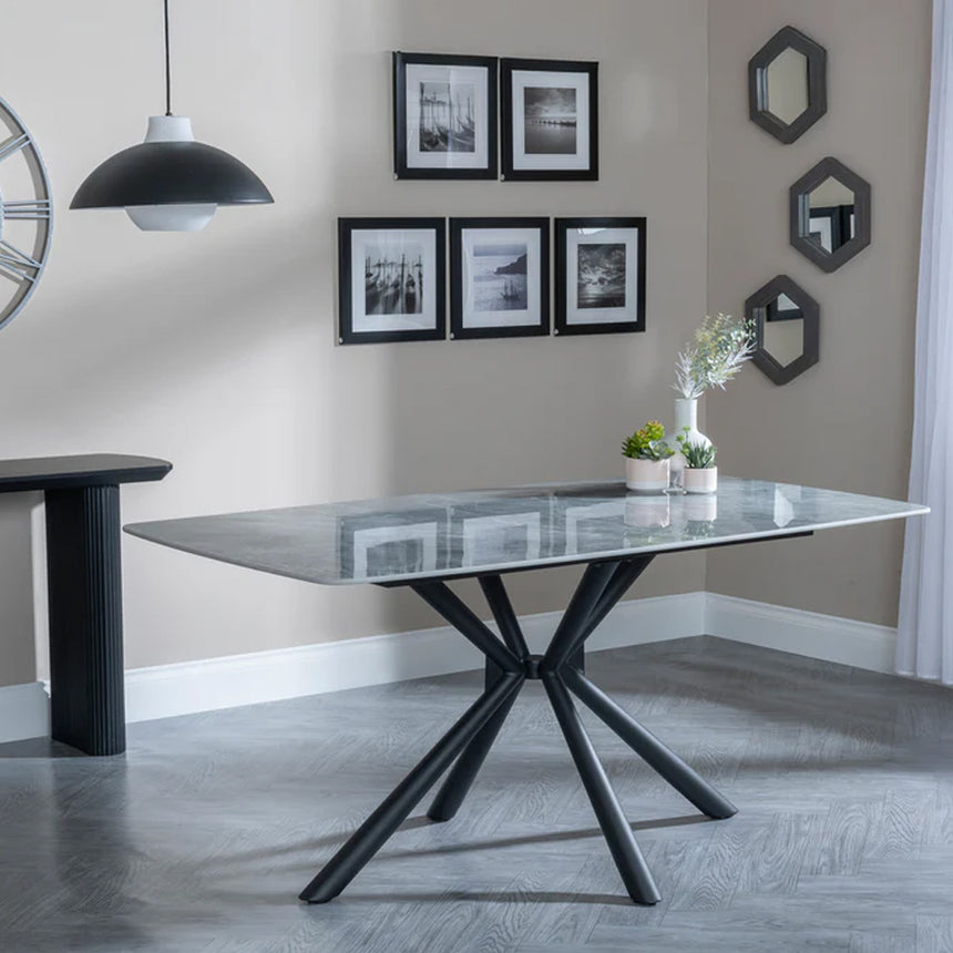 Hannah Ceramic Extending Dining Table - 120cm-180cm with Spider Legs