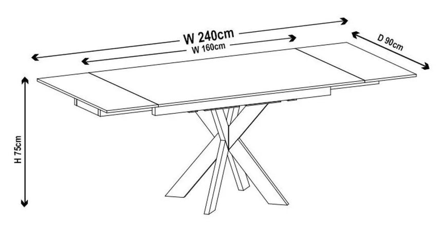 Conley White Ceramic Extending Dining Table with Black Star Base
