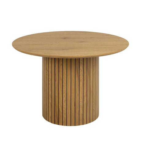 Yale Round Dining Table - 4 Seater - 120cm - Fluted Oak - Pedestal