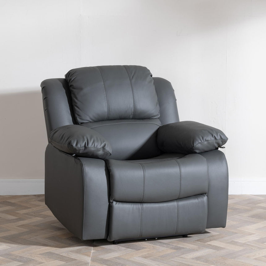London Grey Leather Recliner Armchair