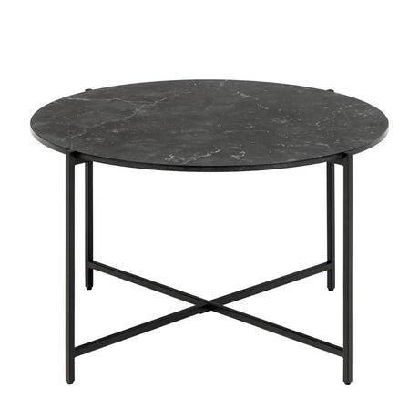 Lamoine Coffee Table - Round - Black Marble Effect