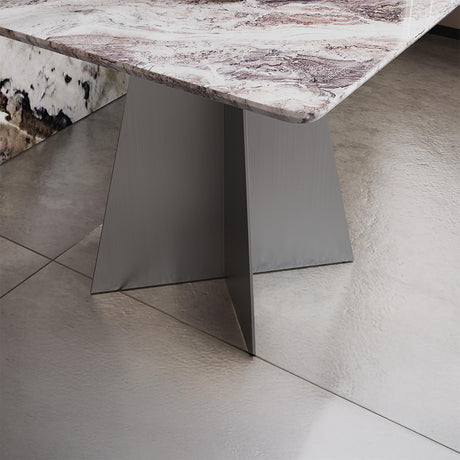 Taurus Side Table - Square - Beige Marble - Dark Grey Base