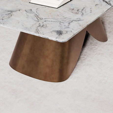 Enterprise Coffee Table - Grey Marble - Brass Base