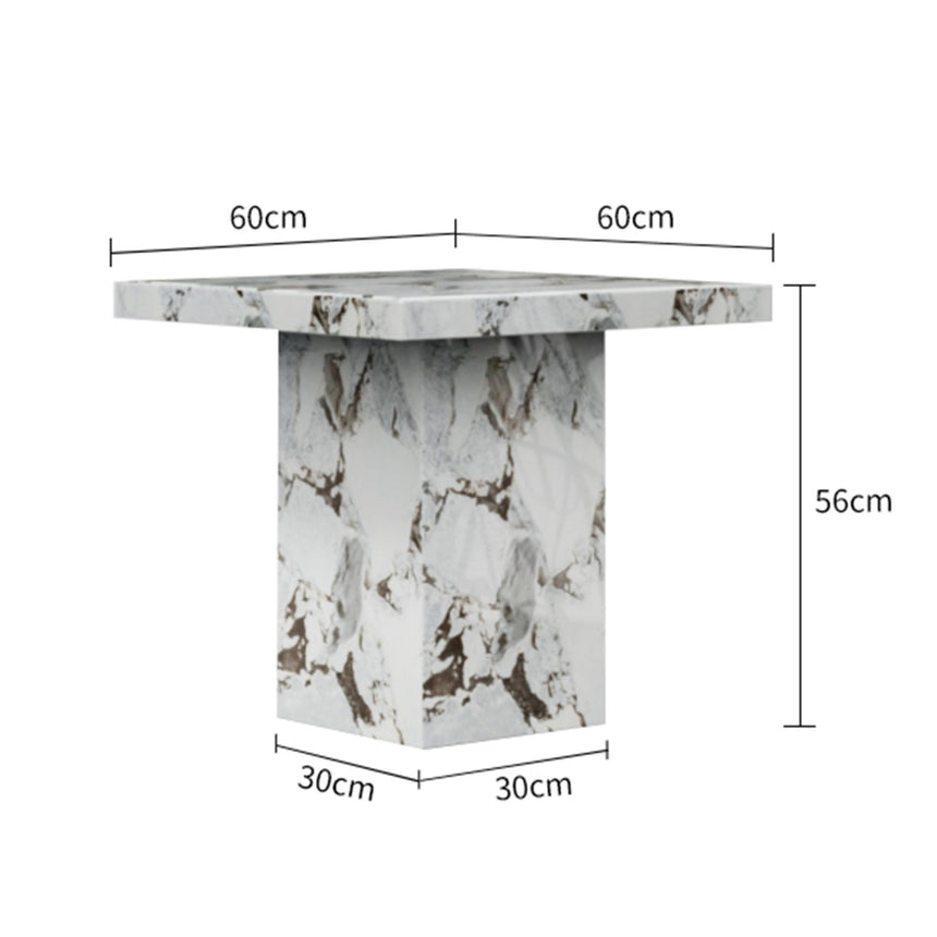 Viola Side Table - Square - White Marble
