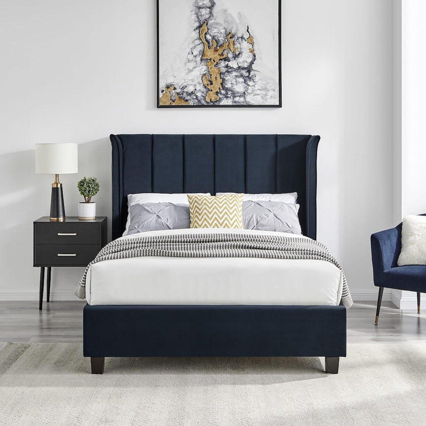 Posey Navy Blue Fabric Bed - Sizes Available