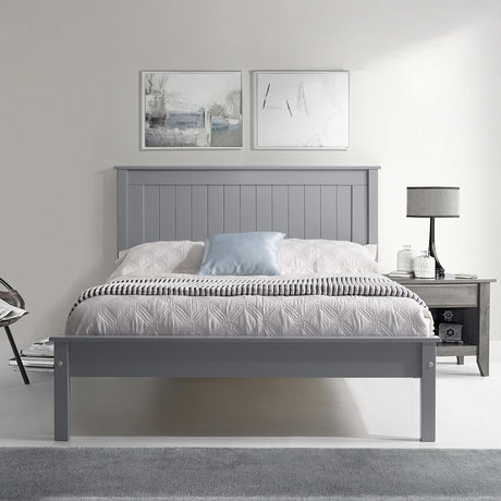 Travis Grey Wooden Bed - Low Footend - Sizes Available