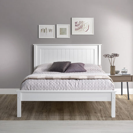 Travis White Wooden Bed - Low Footend - Sizes Available