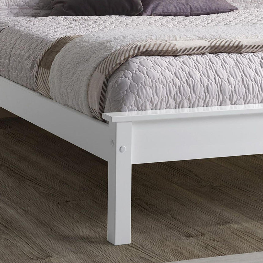 Travis White Wooden Bed - Low Footend - Sizes Available
