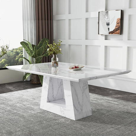 White Milan Dining Table - White Marble - Sizes Available