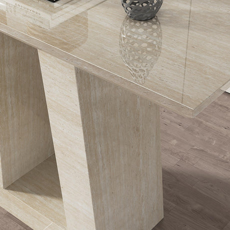Milan Console Table - Travertine Beige Engineered Marble