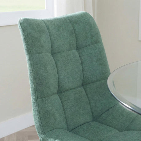 Corona Dining Chair - Green Fabric - Black Metal Legs